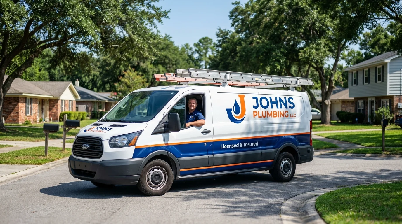 Johns Plumbing LLC service van in West Monroe, LA