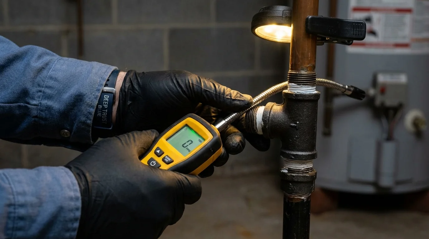 Gas leak detection with electronic sniffer by Johns Plumbing LLC in West Monroe